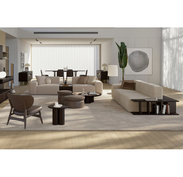 Стол журнальный TRIPOLI COFFEE TABLE WALNUT CERAMIC  103X103X31 СМ. (NRM05781)