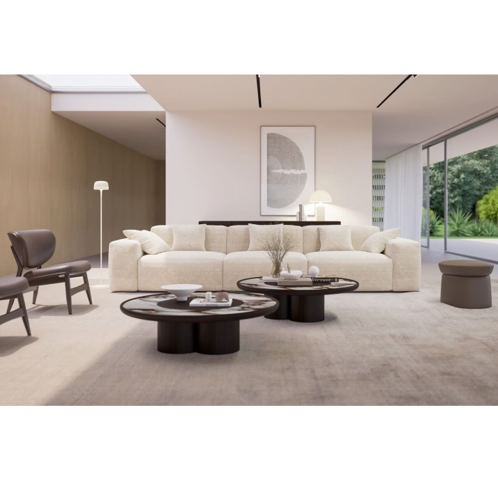 Стол журнальный TRIPOLI COFFEE TABLE WALNUT CERAMIC  103X103X31 СМ. (NRM05781)