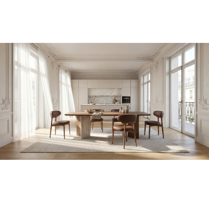 Стол обеденный AGATE DINING TABLE BROWN STONE MARBLE AMERICAN WALNUT  275X103X75 СМ. (NRM05801)