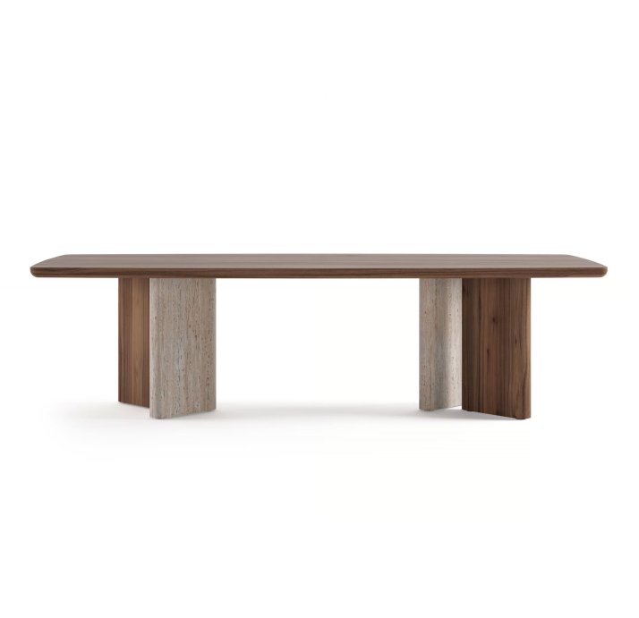 Стол обеденный AGATE DINING TABLE BROWN STONE MARBLE AMERICAN WALNUT  275X103X75 СМ. (NRM05801)