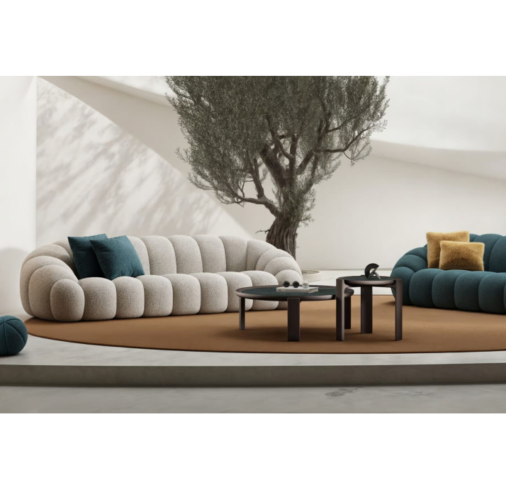 Стол журнальный DUBLIN COFFEE TABLE BLACK Grey travertine   90X93X37 СМ. (NRM05799)