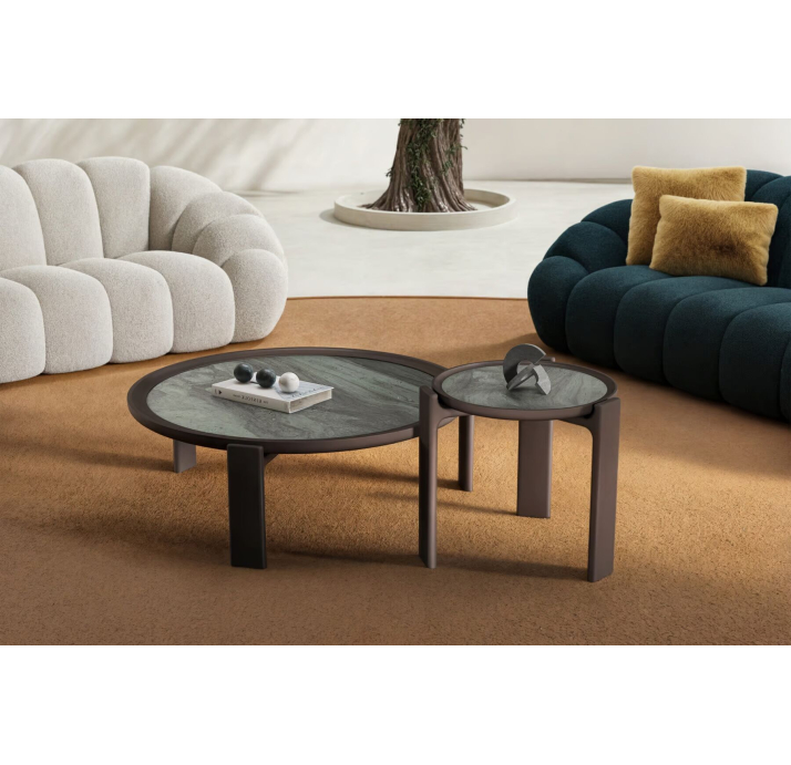 Стол журнальный DUBLIN SIDE TABLE BLACK Grey travertine   49X49X54 СМ. (NRM05797)
