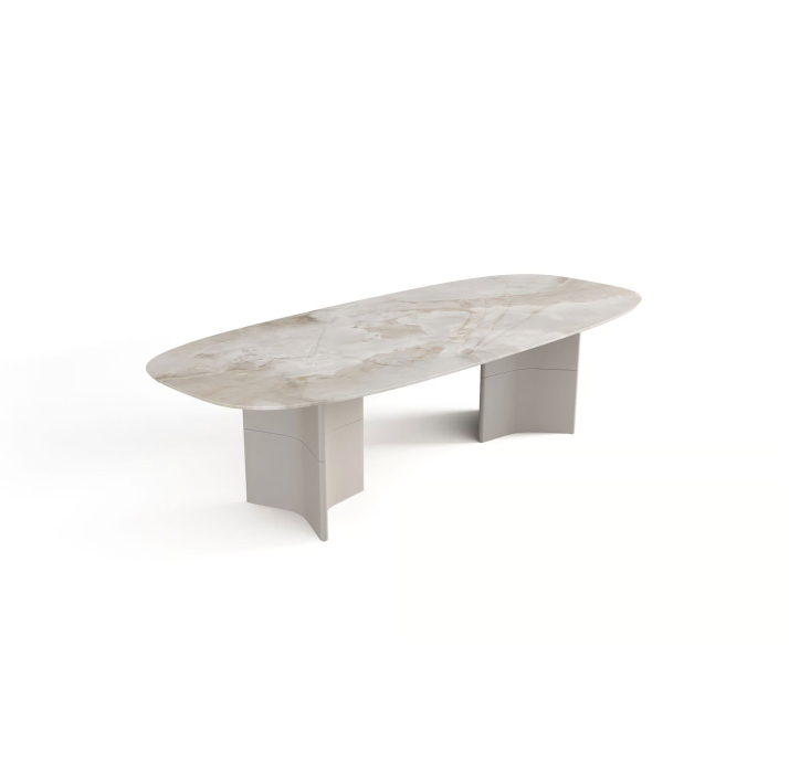 Стол обеденный ARK DINING TABLE BEIGE GLOSSY GRAY MARBLE  280X110X75 СМ. (NRM05814)