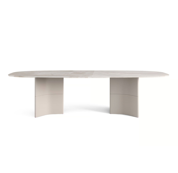Стол обеденный ARK DINING TABLE BEIGE GLOSSY GRAY MARBLE  240X110X75 СМ. (NRM05813)