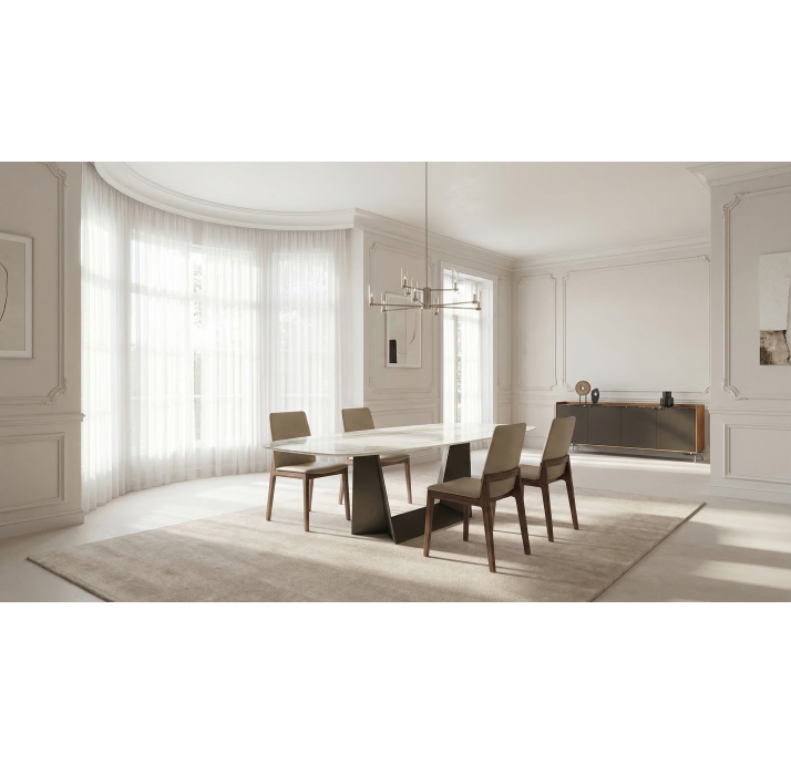 Стол обеденный BRERA DINING TABLE BROWN GLOSSY GRAY MARBLE  220X110X75 СМ. (NRM05816)