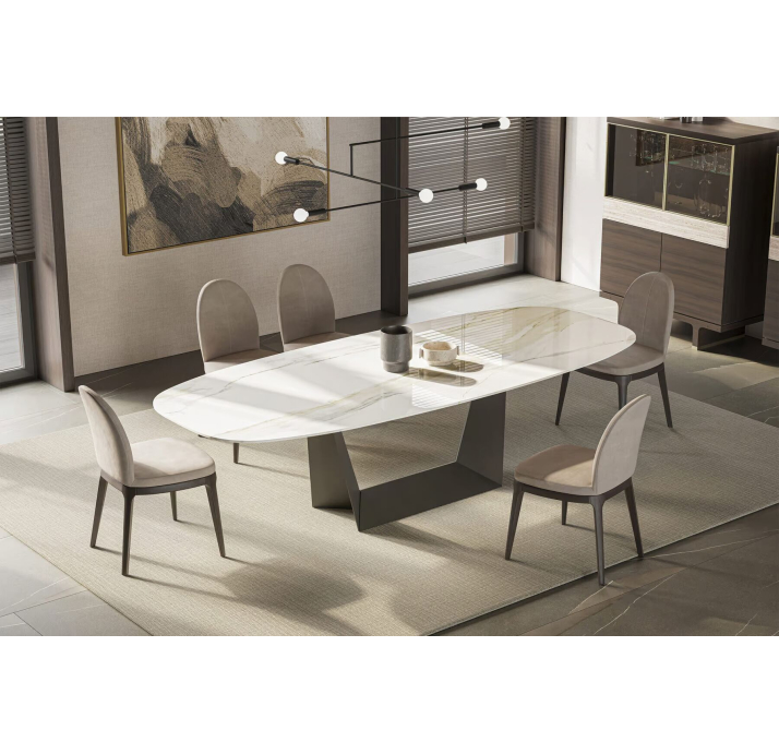 Стол обеденный BRERA DINING TABLE BROWN GLOSSY GRAY MARBLE  275X110X75 СМ. (NRM05818)