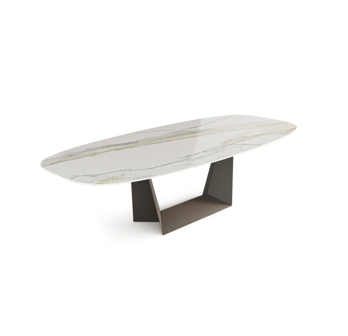 Стол обеденный BRERA DINING TABLE BROWN GLOSSY GRAY MARBLE  275X110X75 СМ. (NRM05818)