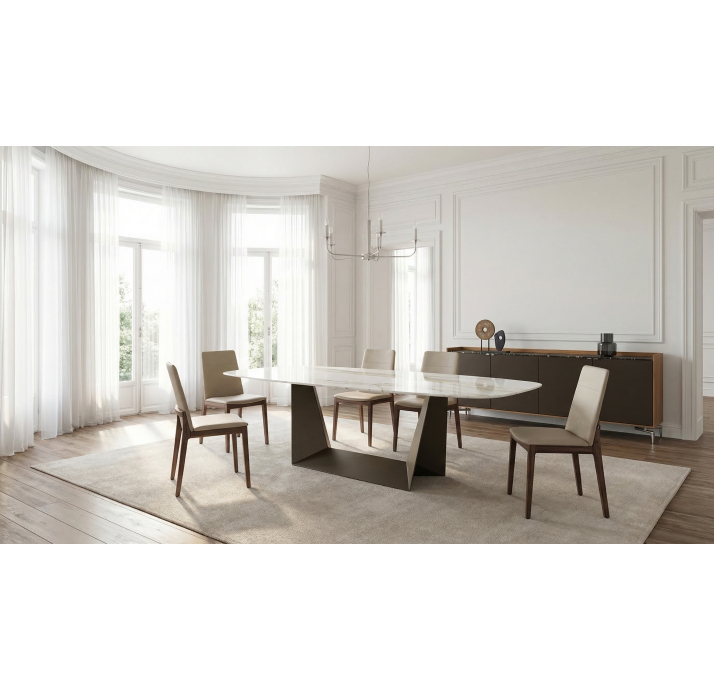 Стол обеденный BRERA DINING TABLE BROWN GLOSSY GRAY MARBLE  240X110X75 СМ. (NRM05817)