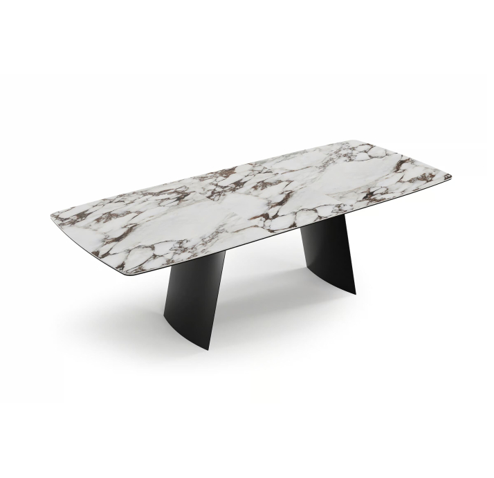 Стол обеденный TETRA DINING TABLE BLACK GLOSSY GRAY MARBLE  240X100X75 СМ. (NRM05820)