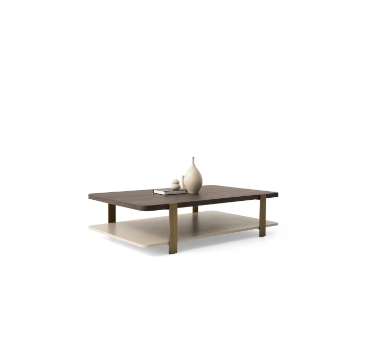 Стол журнальный HANNA COFFEE TABLE BRASS AMERICAN WALNUT  138X140X35 СМ. (NRM05822)