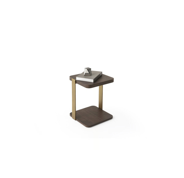 Стол журнальный HANNA SIDE TABLE BRASS AMERICAN WALNUT  40X40X50 СМ. (NRM05819)