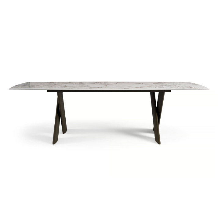 Стол обеденный CROSS DINING TABLE BROWN GLOSSY GRAY MARBLE  185X90X75 СМ. (NRM05832)