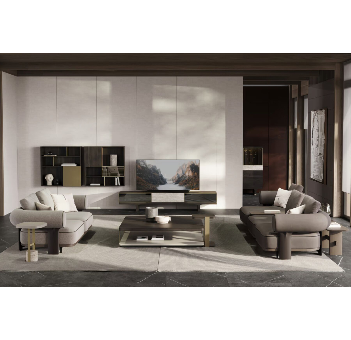 Стол журнальный HANNA COFFEE TABLE BRASS AMERICAN WALNUT  138X87X35 СМ. (NRM05824)