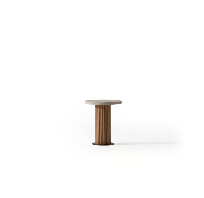 Стол журнальный MELODY SIDE TABLE MASSIVE WOOD Beige travertine   43X43X50 СМ. (NRM05838)