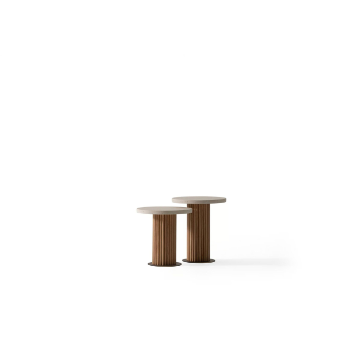 Стол журнальный MELODY SIDE TABLE MASSIVE WOOD Beige travertine   43X43X50 СМ. (NRM05838)