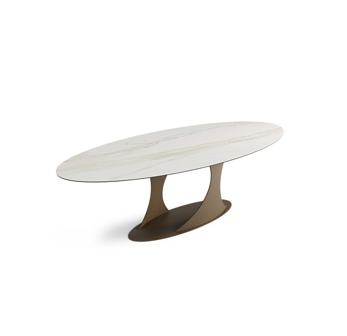 Стол обеденный LOOP DINING TABLE BROWN GLOSSY GRAY MARBLE  220X110X75 СМ. (NRM05823)