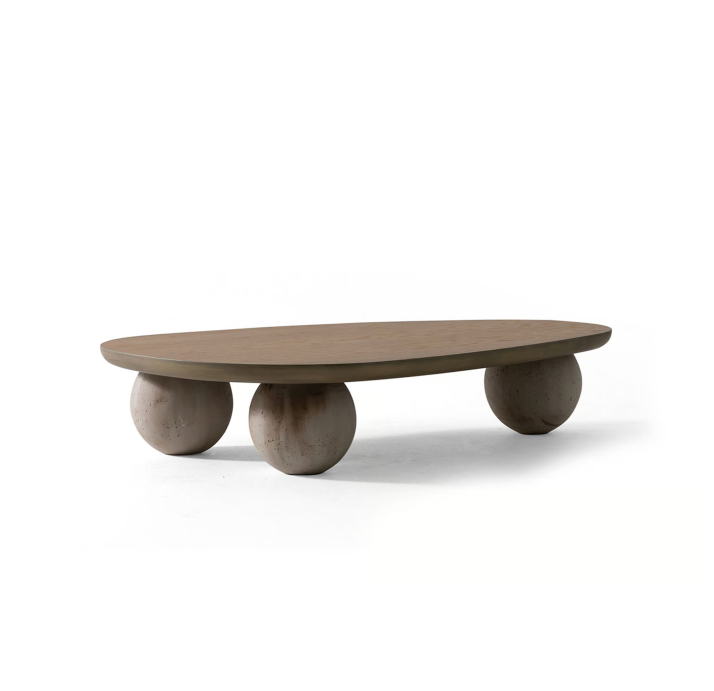 Стол журнальный MELODY COFFEE TABLE TRAVERTINE THERMO OAK  160X105X31 СМ. (NRM05837)