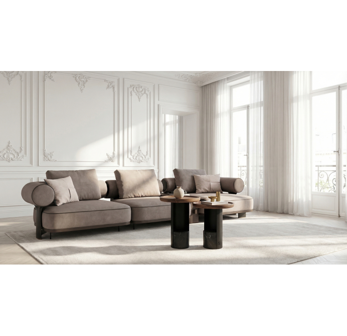 Стол журнальный RITZ SIDE TABLE BLACK MARBLE OAK MASSIVE  35X35X51 СМ. (NRM05861)