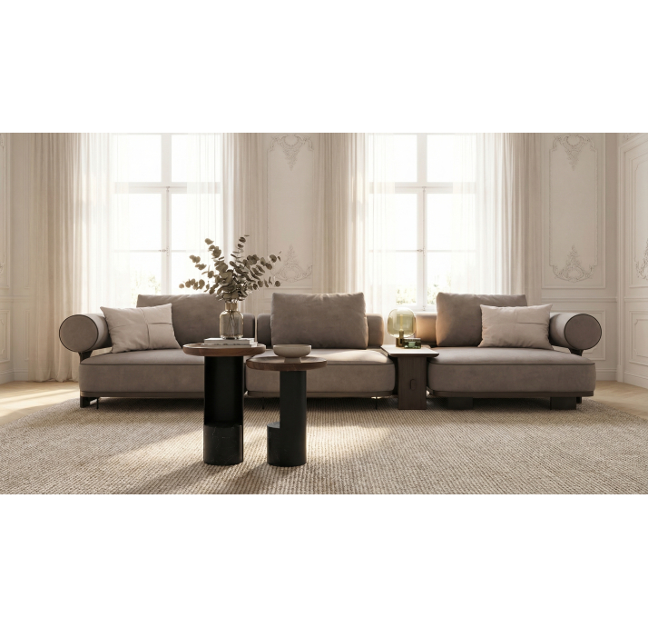 Стол журнальный RITZ SIDE TABLE BLACK MARBLE OAK MASSIVE  35X35X51 СМ. (NRM05861)