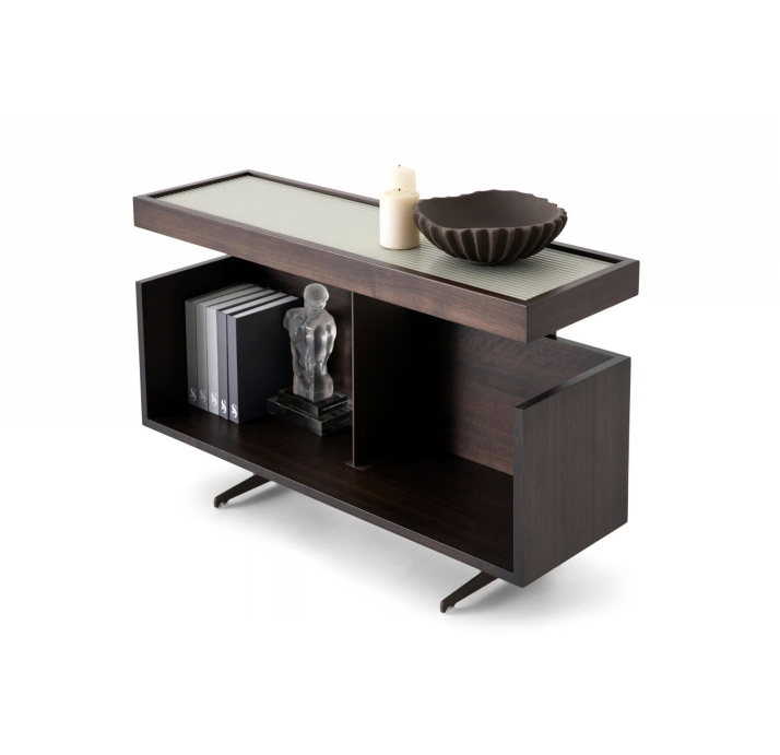 Стол журнальный AUDREY SIDE TABLE WALNUT BEIGE GLASS AMERICAN WALNUT 95X30X59 СМ. (NRM05863)