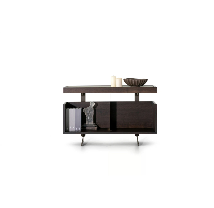 Стол журнальный AUDREY SIDE TABLE WALNUT BEIGE GLASS AMERICAN WALNUT 95X30X59 СМ. (NRM05863)