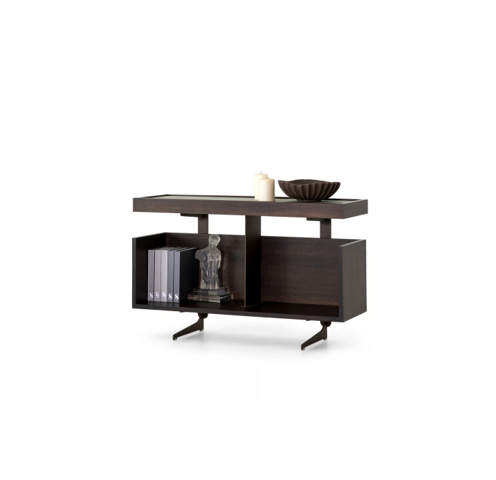 Стол журнальный AUDREY SIDE TABLE WALNUT BEIGE GLASS AMERICAN WALNUT 95X30X59 СМ. (NRM05863)