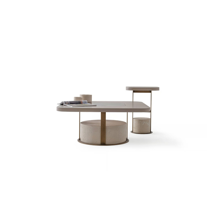 Стол журнальный ALLEGRO SIDE TABLE TRAVERTINE BEIGE  40X40X45 СМ. (NRM05854)