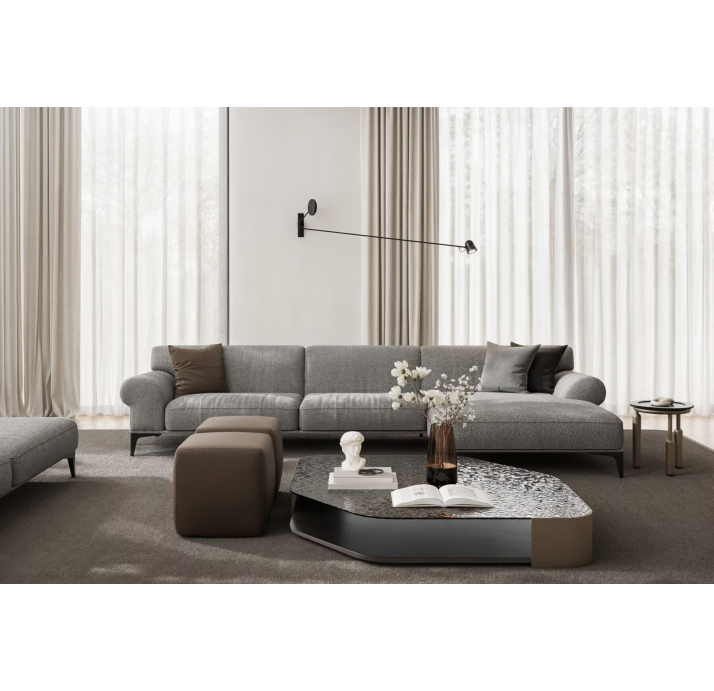 Стол журнальный LUDO SIDE TABLE WALNUT SMOKY HAMMERED GLASS  40X40X37 СМ. (NRM05856)