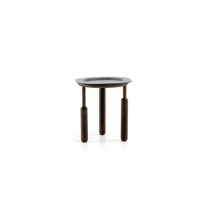 Стол журнальный LUDO SIDE TABLE WALNUT SMOKY HAMMERED GLASS  40X40X37 СМ. (NRM05856)