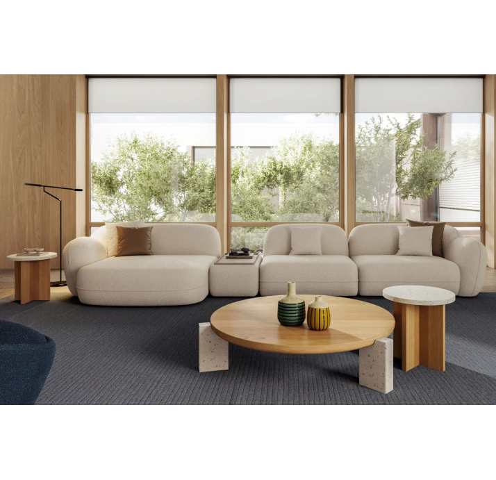 Стол журнальный NOTA COFFEE TABLE TRAVERTINE THERMO OAK  105X105X31 СМ. (NRM05847)