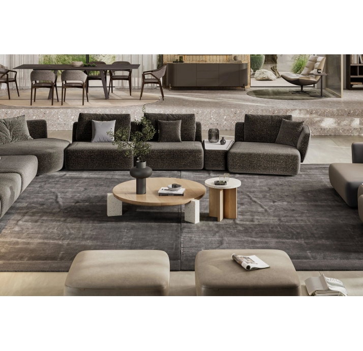 Стол журнальный NOTA COFFEE TABLE TRAVERTINE THERMO OAK  105X105X31 СМ. (NRM05847)