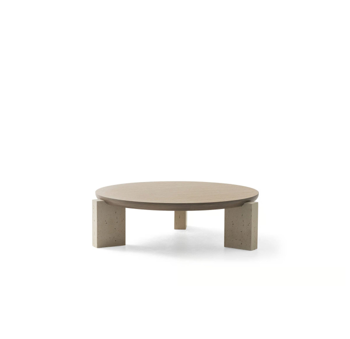 Стол журнальный NOTA COFFEE TABLE TRAVERTINE THERMO OAK  105X105X31 СМ. (NRM05847)