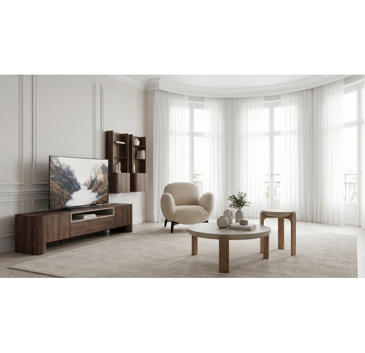 Стол журнальный TYRUS COFFEE TABLE MASSIVE WOOD Beige travertine   105X105X31 СМ. (NRM05849)