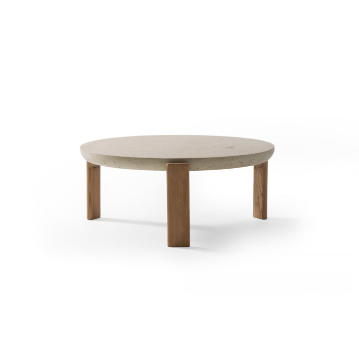 Стол журнальный TYRUS COFFEE TABLE MASSIVE WOOD Beige travertine   105X105X31 СМ. (NRM05849)
