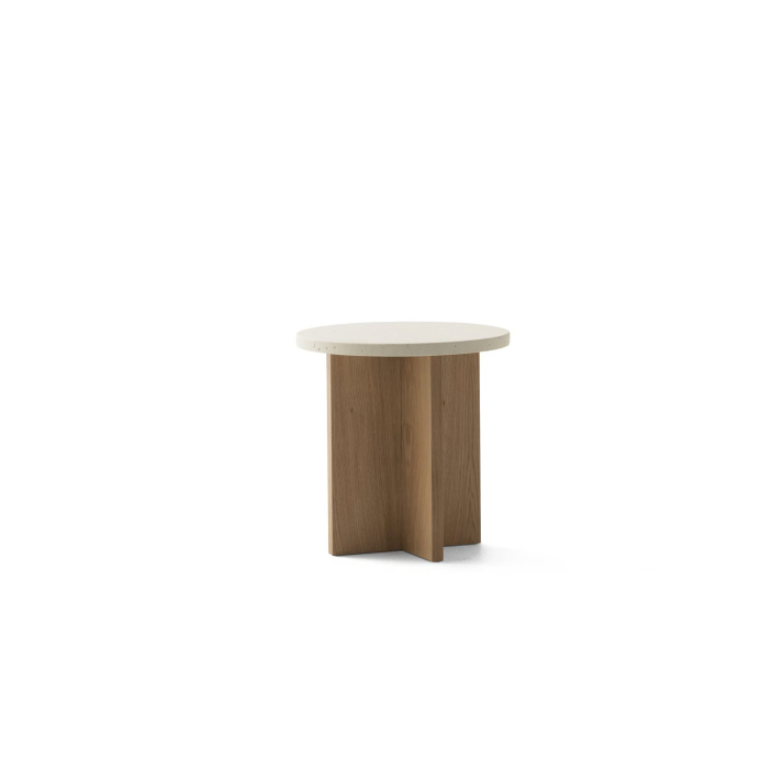 Стол журнальный NOTA SIDE TABLE MASSIVE WOOD Beige travertine   43X43X47 СМ. (NRM05848)