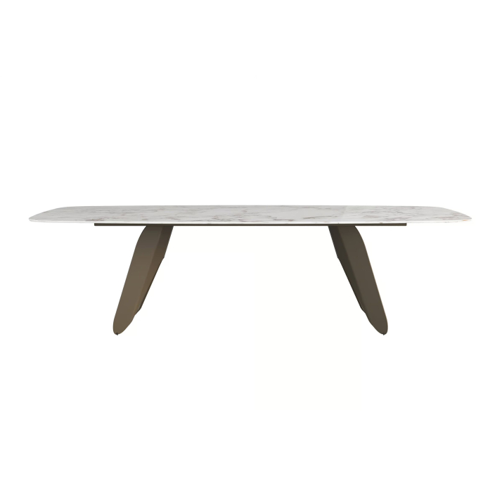 Стол обеденный FARFALLE DINING TABLE BROWN GLOSSY GRAY MARBLE  185X90X76 СМ. (NRM05866)