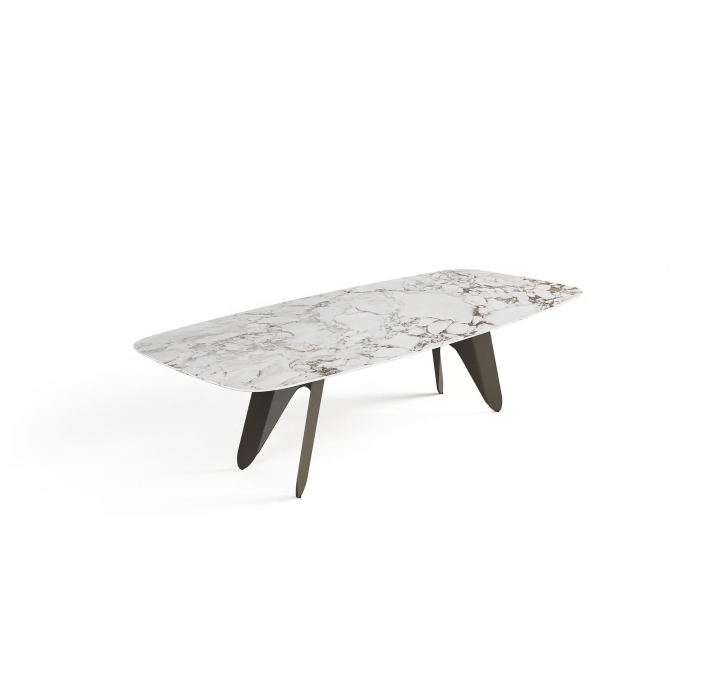 Стол обеденный FARFALLE DINING TABLE BROWN GLOSSY GRAY MARBLE  220X110X76 СМ. (NRM05869)