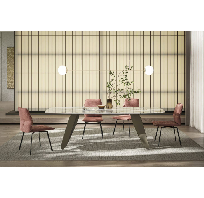 Стол обеденный FARFALLE DINING TABLE BROWN GLOSSY GRAY MARBLE  240X110X76 СМ. (NRM05870)