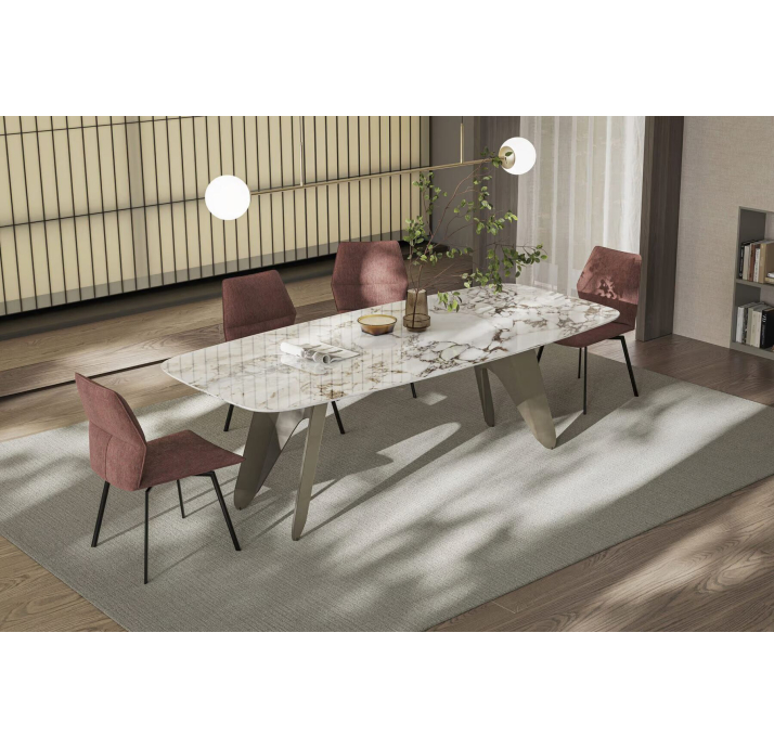 Стол обеденный FARFALLE DINING TABLE BROWN GLOSSY GRAY MARBLE  240X110X76 СМ. (NRM05870)