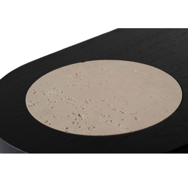 Консоль напольная MAX CONSOLE BLACK WOOD TRAVERTINE BLACK 150X45X75 СМ. (NRM05880)