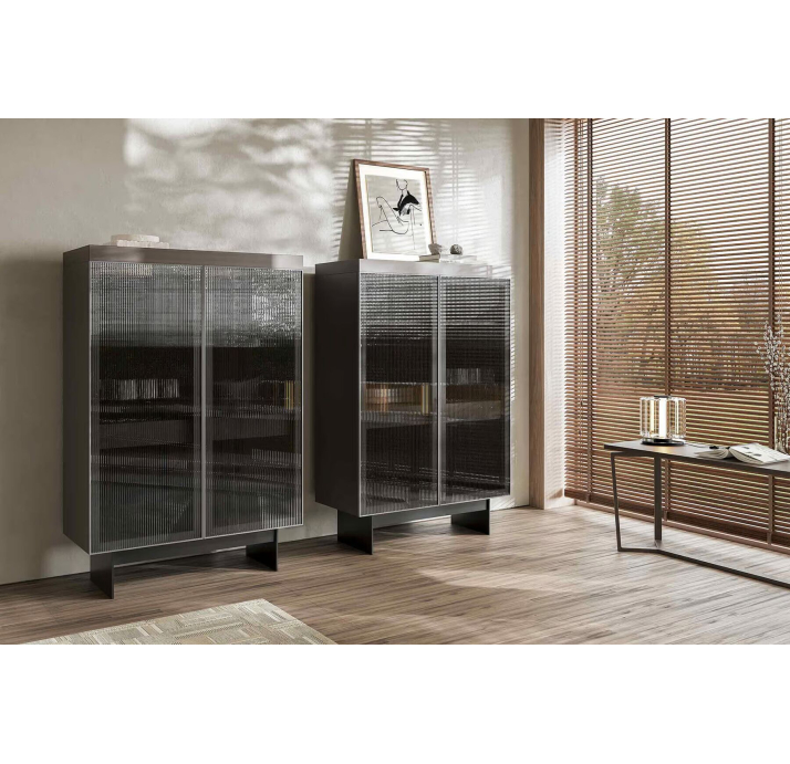 Комод ORIT BUFFET AMERICAN WALNUT WALNUT Transparent glass 110X51X160 СМ. (NRM05900)