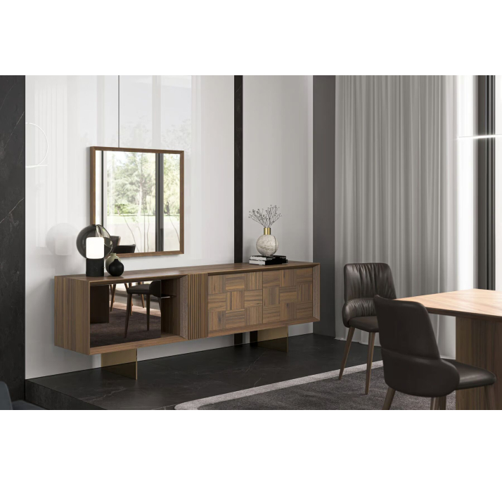 Комод ARIEL SIDEBOARD AMERICAN WALNUT WALNUT GLASS 235X50X78 СМ. (NRM05892)