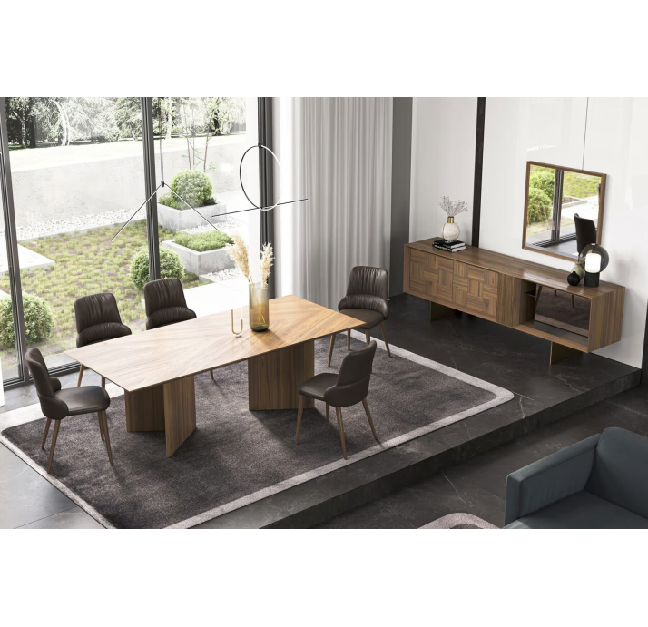 Комод ARIEL SIDEBOARD AMERICAN WALNUT WALNUT GLASS 235X50X78 СМ. (NRM05892)
