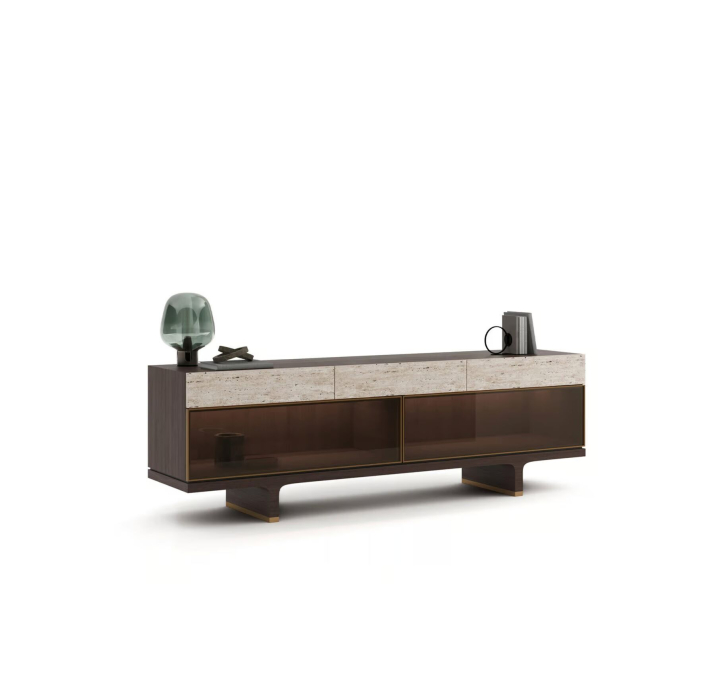 Комод HANNA SIDEBOARD AMERICAN WALNUT WALNUT GLASS 240X50X77 СМ. (NRM05887)