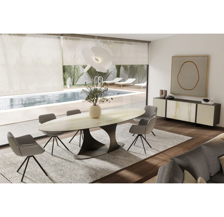 Комод PRETORIA SIDEBOARD MATT GLASS DBR GLASS CALACATTA GOLD 240X45X73 СМ. (NRM05888)