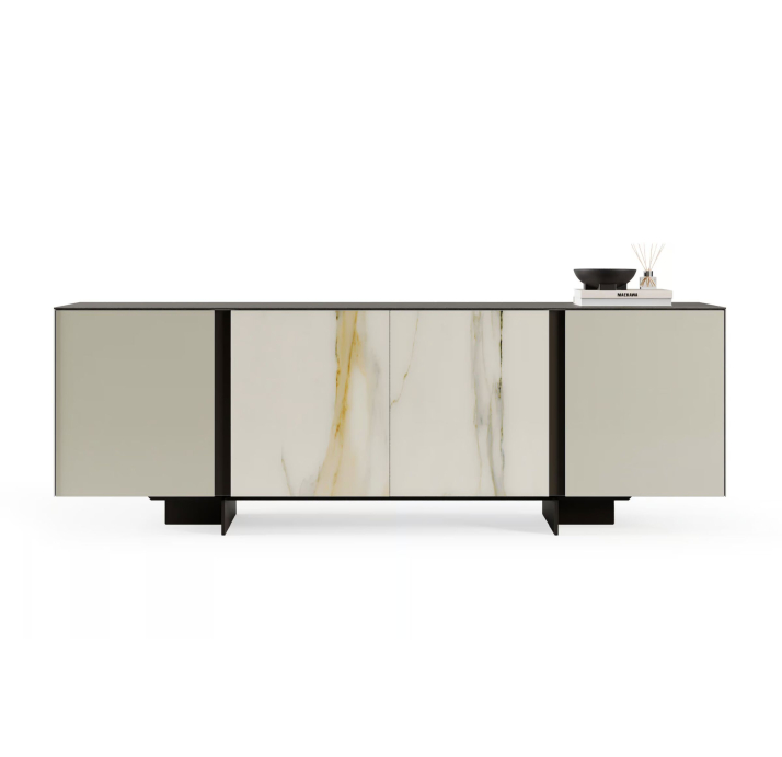 Комод PRETORIA SIDEBOARD MATT GLASS DBR GLASS CALACATTA GOLD 240X45X73 СМ. (NRM05888)