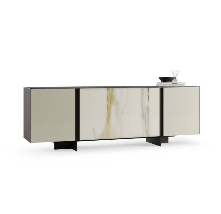 Комод PRETORIA SIDEBOARD MATT GLASS DBR GLASS CALACATTA GOLD 240X45X73 СМ. (NRM05888)