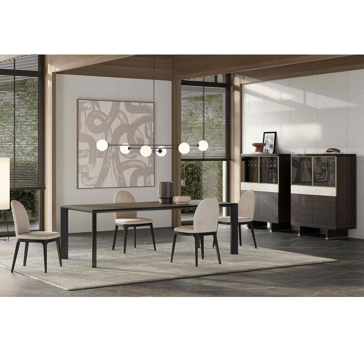 Комод HANNA BUFFET AMERICAN WALNUT WALNUT GLASS 115X50X150 СМ. (NRM05902)