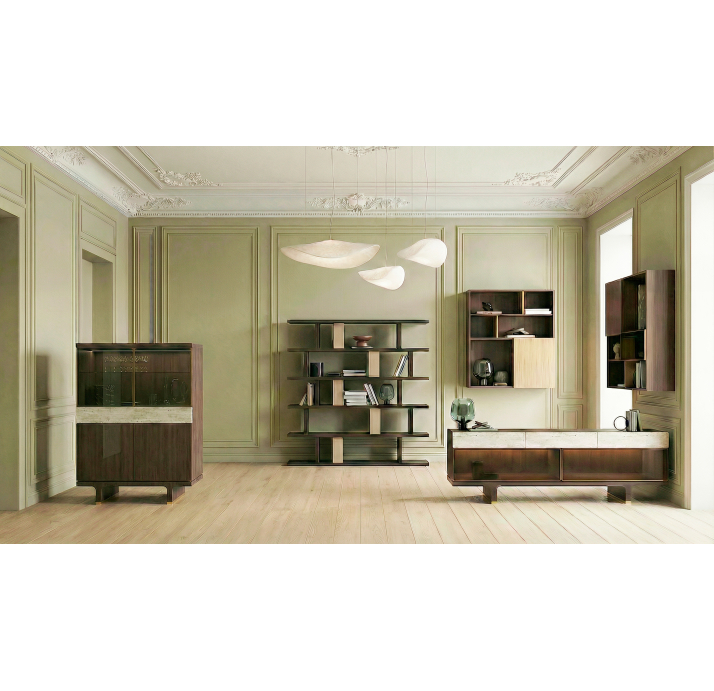 Комод HANNA BUFFET AMERICAN WALNUT WALNUT GLASS 115X50X150 СМ. (NRM05902)