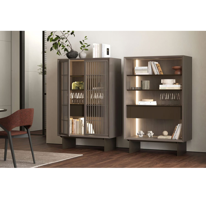 Комод OXFORD BUFFET AMERICAN WALNUT WALNUT GLASS 103X50X160 СМ. (NRM05898)